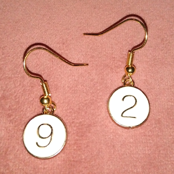 White Disc Charms Personalized Any Year Anniversary Grads Birthday Earrings Gold - Picture 4 of 5
